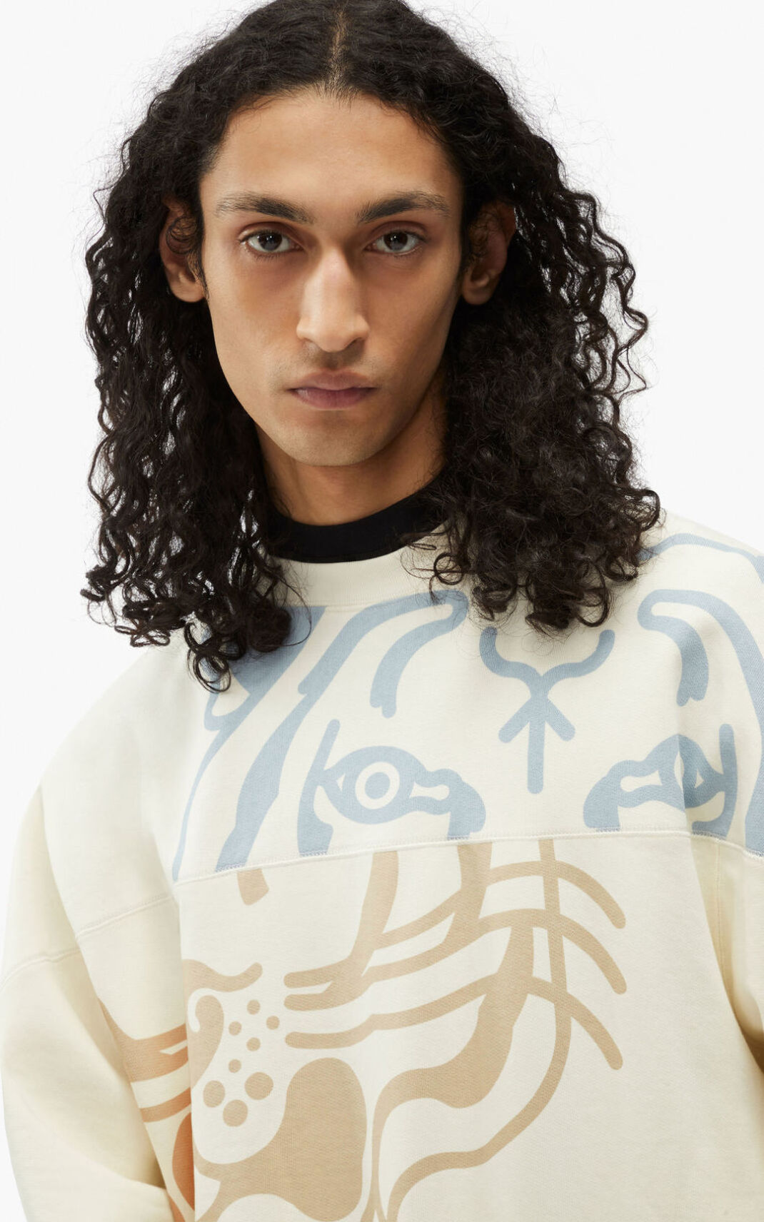 Kenzo K Tiger oversized Sweatshirt Erkek Beyaz | 4759-VDLYB